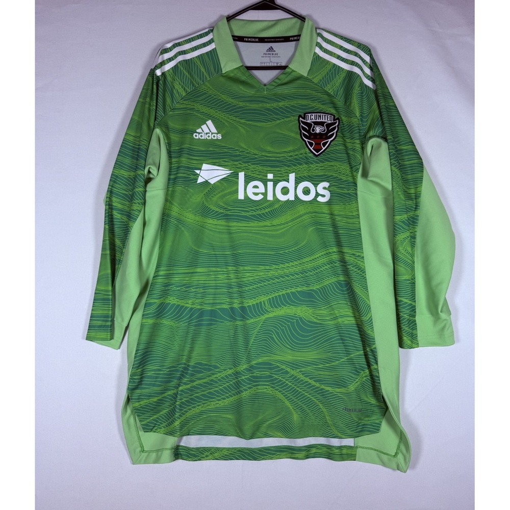 Adidas DC United Goalkeeper Jersey Men's Large Green 2021 Long Sleeve Jersey MLS